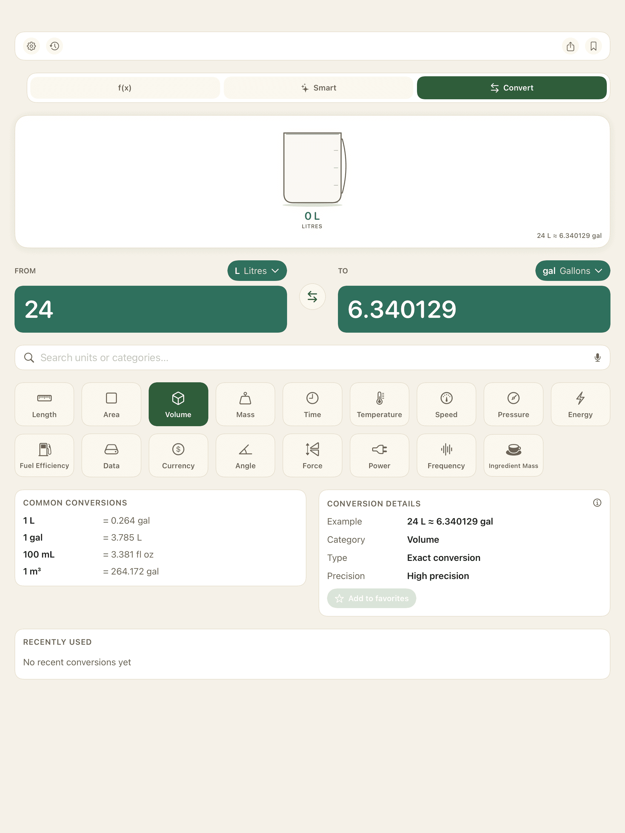 Current AskSum unit converter showing a From and To conversion workspace
